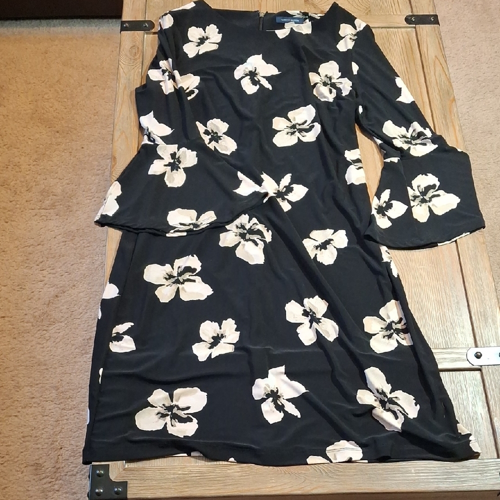 Tommy Hilfiger Black and White Ruffled Tiered Dress